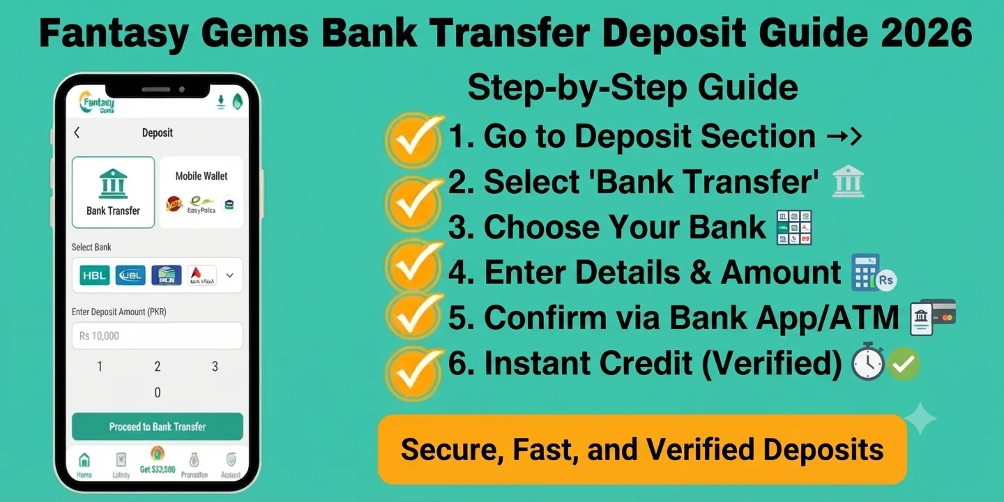 Fantasy Gems Bank Transfer Deposit Guide 2026